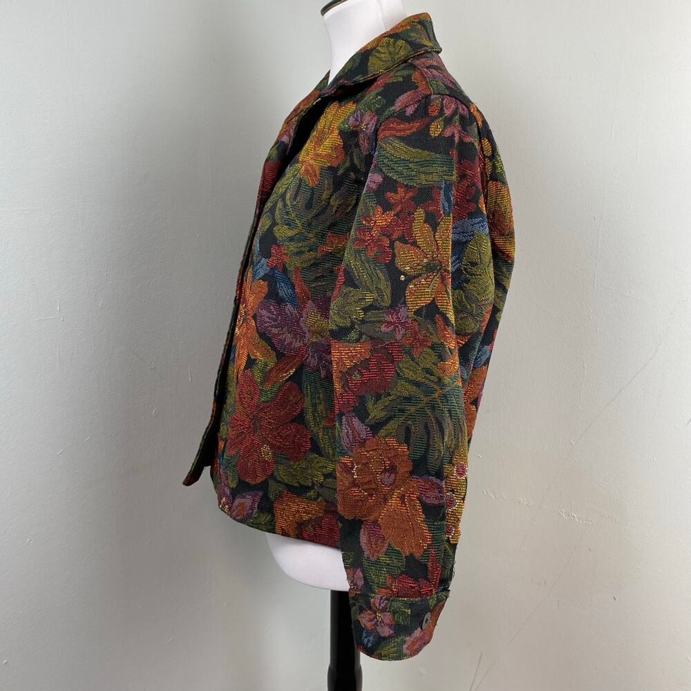 Vintage Touch O’ Blue Floral Earthy Boho Tapestry Chore Jacket Small - Picture 6 of 10